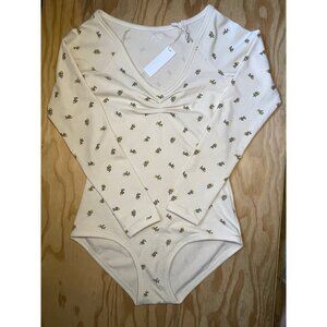 🌼 ARQ PALOMA LEO Bodysuit SIZE M Leotard YELLOW CALICO Long Sleeve BRAND NEW